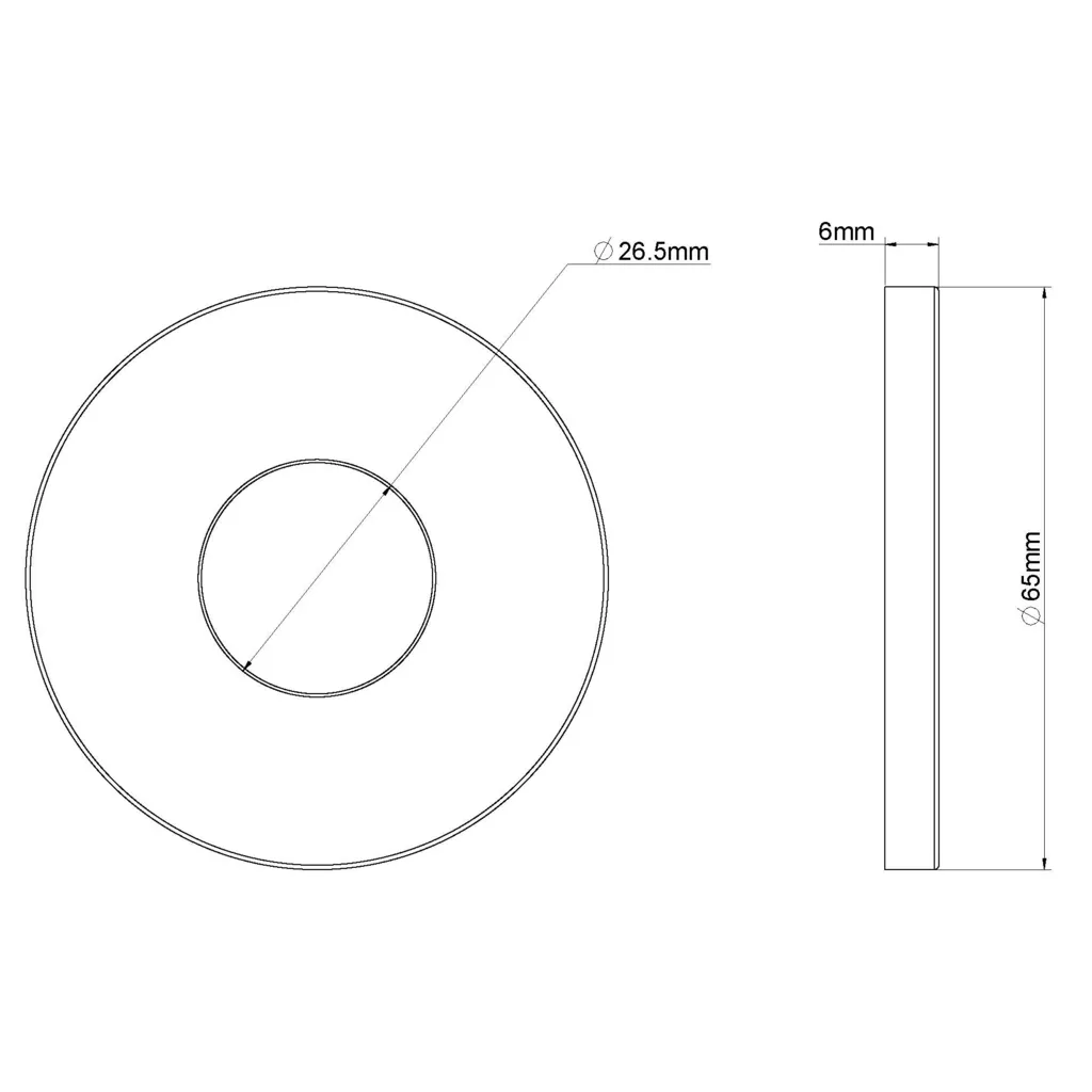 Lijntekening 1 Wiesbaden Caral rozet uitloop eenhendel wastafelkraan 65 mm geborsteld messing