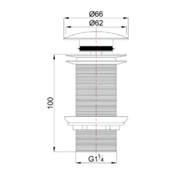 Lijntekening 1 Wiesbaden UniMatch clickwaste afvoerplug verlengd 5/4" glans wit