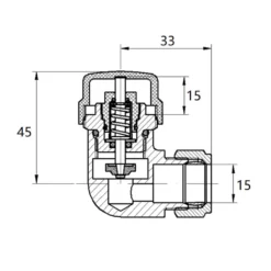 Lijntekening 1 Riko luxe therm.rad.aansluitset haaks verkeerd rechts mat-zwart
