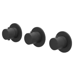 IVY Bond Afbouwdeel inbouwthermostaat met 2 stopkranen symmetry met ronde rozetten Mat zwart PED