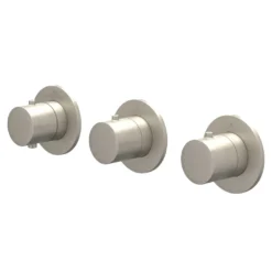 IVY Bond Afbouwdeel inbouwthermostaat met 2 stopkranen symmetry met ronde rozetten Geborsteld nickel PVD