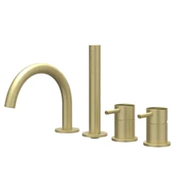IVY Concord Badrandcombinatie 4-gats mengkraan met draaibare uitloop uittrekbare handdouche RVS316 geborsteld mat goud PVD