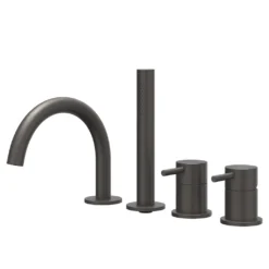 IVY Concord Badrandcombinatie 4-gats mengkraan met draaibare uitloop uittrekbare handdouche RVS316 geborsteld carbon black PVD