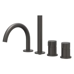 IVY Tribe Badrandcombinatie 4-gats mengkraan met draaibare uitloop uittrekbare handdouche RVS316 geborsteld carbon black PVD