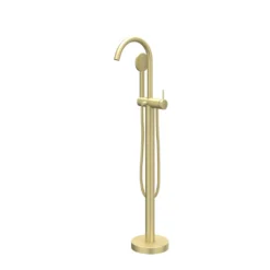 IVY Bond Badmengkraan vrijstaand met draaibare uitloop, slang 150cm en satin spray handdouche Geborsteld mat goud PVD