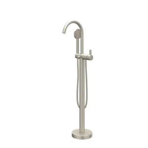 IVY Pact Badmengkraan vrijstaand met draaibare uitloop, slang 150cm en satin spray handdouche Geborsteld nickel PVD
