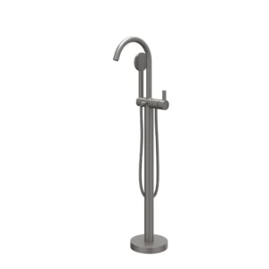 IVY Pact Badmengkraan vrijstaand met draaibare uitloop, slang 150cm en satin spray handdouche Geborsteld metal black PVD