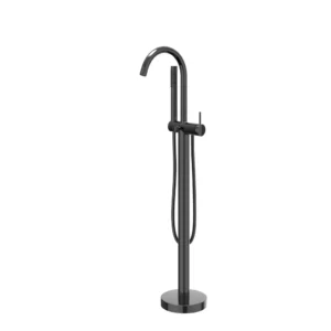 IVY Bond Badmengkraan vrijstaand met draaibare uitloop, slang 150cm en staafhanddouche Zwart chroom PVD