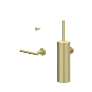 IVY Accessoires Accessoireset 1: borstelgarnituur wandmodel, handdoekhaak klein en toiletrolhouder Geborsteld mat goud PVD