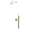 IVY Concord Regendoucheset 2 inbouw met 2-weg stop-omstel, 40cm wandarm, 20cm medium hoofddouche rond, houder met uitlaat, doucheslang 150cm, staafmodel handouche RVS316 geborsteld mat goud PVD - Afbeelding 2