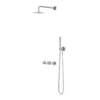 IVY Pact Regendoucheset 4 inbouw symmetry met 2 stopkranen, 40cm wandarm, 25cm slim hoofddouche, glijstang met uitlaat, doucheslang 150cm, satin spray handdouche Chroom