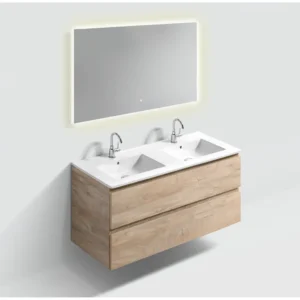 Alternative view of Clou Badk.meubelset 120cm met 2 wastafels en spiegel, Grieks eik