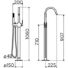 Clou Xo vrijst. badmengkraan type 1, met handdouche, mat zwart - Afbeelding 3