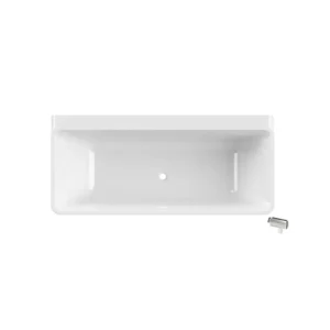 Afbeelding 1 Xenz Freja half-vrijstaand bad 180x80x60 met waterval afvoer/overloop/vulcombinatie, wit