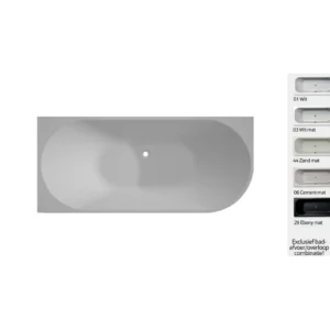 Afbeelding 1 Xenz Milan 180x80x60 half-vrijstaand hoekbad links, zand mat gelcoating zonder afvoer