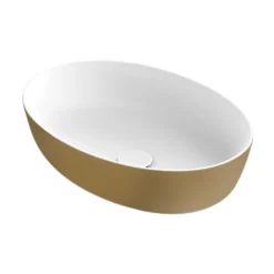 Afbeelding 1 Xenz Neo-E Solid Surface waskom 54x38x14 Bicolor Wit/Goud