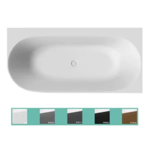 Afbeelding 1 Xenz Mauro Solid Surface hoekbad links 171x82 wit mat/goud