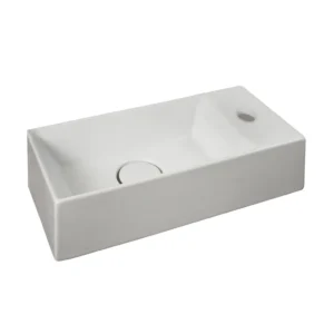 Afbeelding 1 Xenz Rosa fontein 45x20 cm, plateau rechts, wit glans