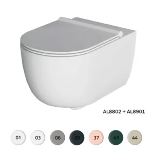Afbeelding 1 Xenz Gio rim free wandcloset verkort 47 cm, met vortexspoeling grijs mat/cement