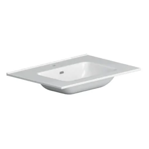 Afbeelding 1 Xenz Nook keramisch wastafelblad 81x46,5 glans wit, 1 kraangat