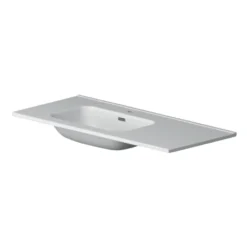Afbeelding 1 Xenz Nook keramisch wastafelblad 115x46 glans wit, kom links, 1 kraangat