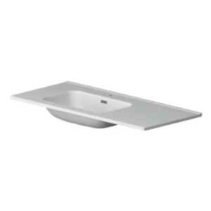 Afbeelding 1 Xenz Nook keramisch wastafelblad met wegzetvlak 120x46 glans wit, 1 kraangat, kom links