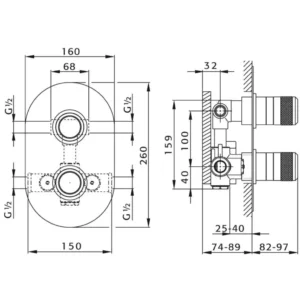Alternative view of Xenz Chronos douche inbouwset thermostatisch chroom