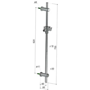 Afbeelding 2 Hotbath Mate M301 glijstang 75cm chroom