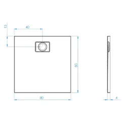 Maattekening 1 Xenz Flat Zero douchevloer 80x80 wit