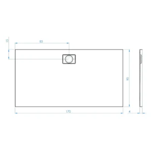 Maattekening 1 Xenz Flat Zero douchevloer 170x90 cement