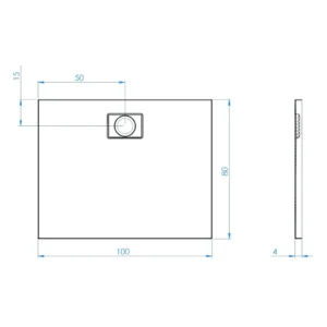 Maattekening 1 Xenz Flat Zero douchevloer 100x80 antraciet