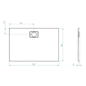 Maattekening 1 Xenz Flat Zero douchevloer 120x80 antraciet