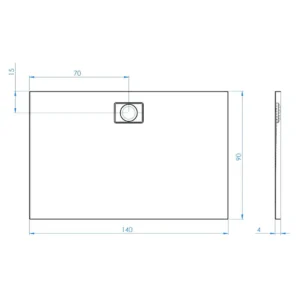 Maattekening 1 Xenz Flat Zero douchevloer 140x90 wit
