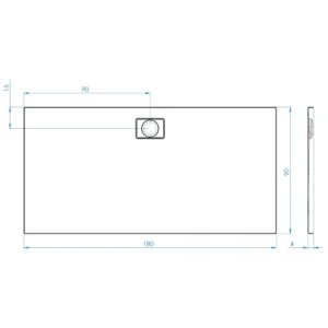 Maattekening 1 Xenz Flat Zero douchevloer 180x90 mat wit