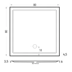 Maattekening 1 Xenz Mariana Plus douchebak 80x80 antraciet