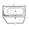 Maattekening 1 Xenz Aruba bad 170x75 mat wit
