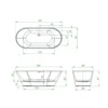 Maattekening 1 Xenz Mees 180x80x60 vrijstaand bad, cement mat gelcoating incl. afvoer/overloop combinatie