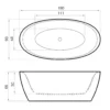 Maattekening 1 Xenz Sio Solid Surface bad 180x90x66 Bicolor wit/grafiet