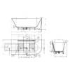 Maattekening 1 Xenz Mauro Solid Surface hoekbad rechts 171x82 wit mat/grafiet