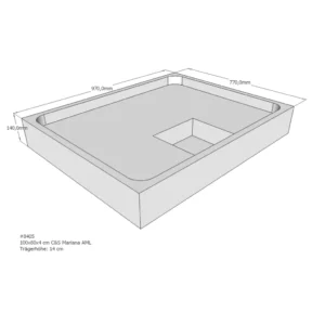Maattekening 1 Xenz PS Douchebakdrager voor Mariana 100x80x14
