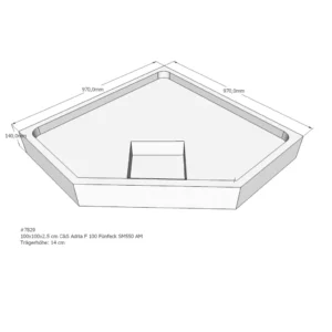 Maattekening 1 Xenz PS Douchebakdrager voor Marshall 100x100x14