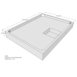 Maattekening 1 Xenz PS Douchebakdrager voor Mariana 120x90x14