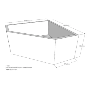 Maattekening 1 Xenz PS Baddrager voor Cyprus 145x145
