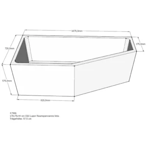 Maattekening 1 Xenz PS Baddrager voor Society Compact Links 170x75x57
