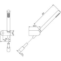 Maattekening 1 Xenz Duero - handdoucheset PVD coating brons