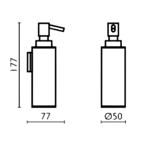 Maattekening 1 Xenz Duero Zeep dispenser zwart mat