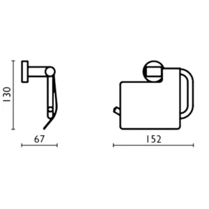 Maattekening 1 Xenz Duero Toiletrolhouder met klep brons