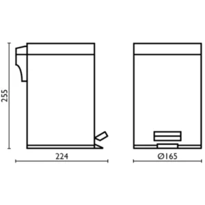 Maattekening 1 Xenz Duero Toiletemmer inox