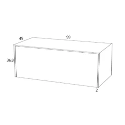 Maattekening 1 Xenz Nerf Badmeubel laag met 1 lade incl. topblad en stolwanden 99x36,8x45 (BxHxD) Ground Sky