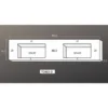 Maattekening 1 Xenz Solid Surface Blad 200x45 met 2 wastafels gecentreerd met 2 kraangaten, mat wit